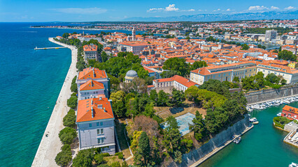 Aerial view of Zadar old town, Croatia.