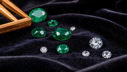 Gemstones on black velvet