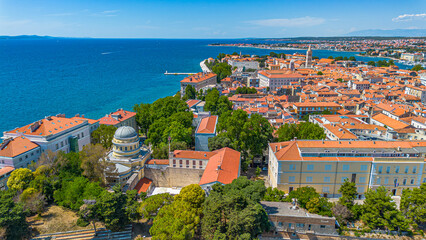 Aerial view of Zadar old town, Croatia.