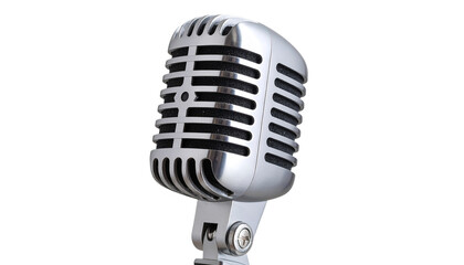 Fototapeta premium Microphone PNG, Realistic Studio Mic with Mesh Head, Transparent Background, Podcast and Music Recording Equipment