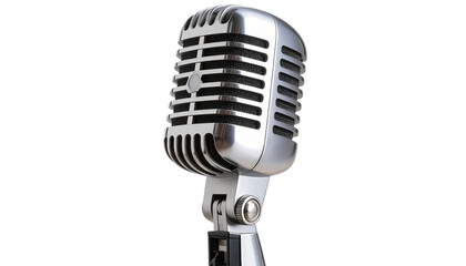 Fototapeta premium Microphone PNG, Realistic Studio Mic with Mesh Head, Transparent Background, Podcast and Music Recording Equipment