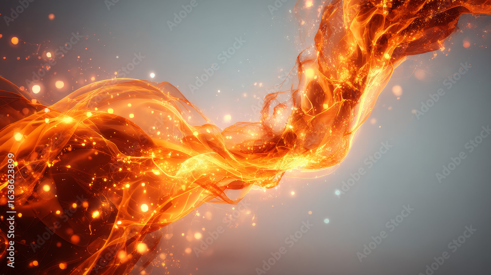 Poster translucent orange fire flames and sparks on transparent background. for used on light illustrations
