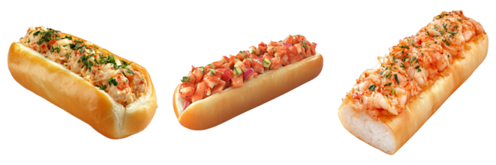 Three different types of hot dogs with different toppings