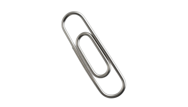 Paper Clip PNG, Realistic Silver Office Stationery, Transparent Background, Document and File Holder Icon