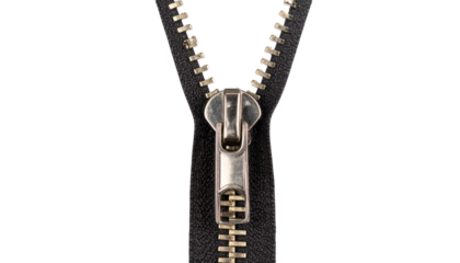 Zipper PNG, Realistic Metal and Fabric Fastener, Transparent Background, Clothing and Bag Accessory Icon