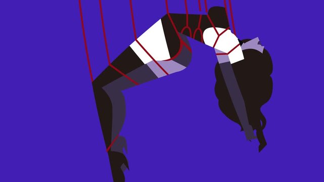 shibari bdsm hanging tied with ropes sensual woman