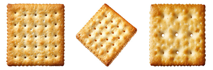 Three different shaped crackers are shown in a row