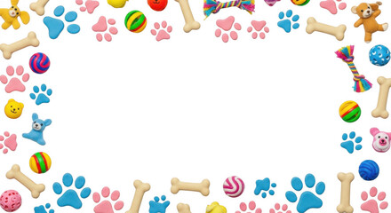 Obraz premium A Whimsical Border of Adorable Doggy Playthings and Pet Accessories