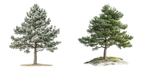 Obraz premium Two trees, one with green leaves and one with white leaves