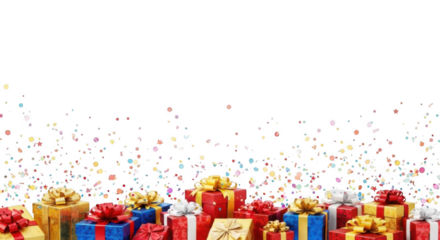 Celebration Presents With Falling Confetti Festive Party Gifts Ready for Giving and Receiving Joyful Occasions