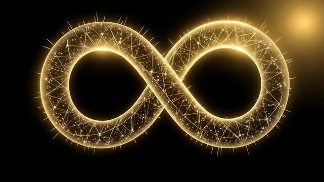 The infinity sign lights up, symbolizing software engineering operations. 4k video