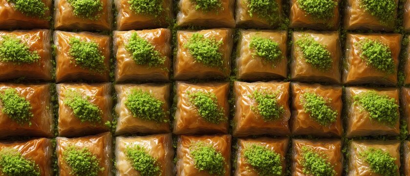 baklava from directly above close up full frame background