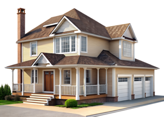 a real estate house isolated on transparent background, PNG file