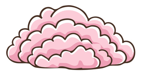 Fluffy Pink Clouds with Dark Outline Artistic Illustration