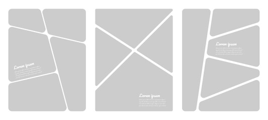 Set of photos or pictures frame collage template with rounded comic frame style