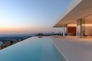 Luxury Residence in Beverly Hills With Infinity Pool and Los Angeles Skyline View