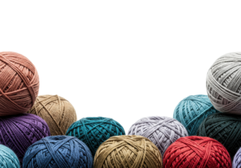 Crafting colorful yarn balls for creative projects at home hobbies artsy textile. Cut out png