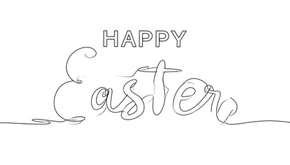 Happy Easter, one-line art