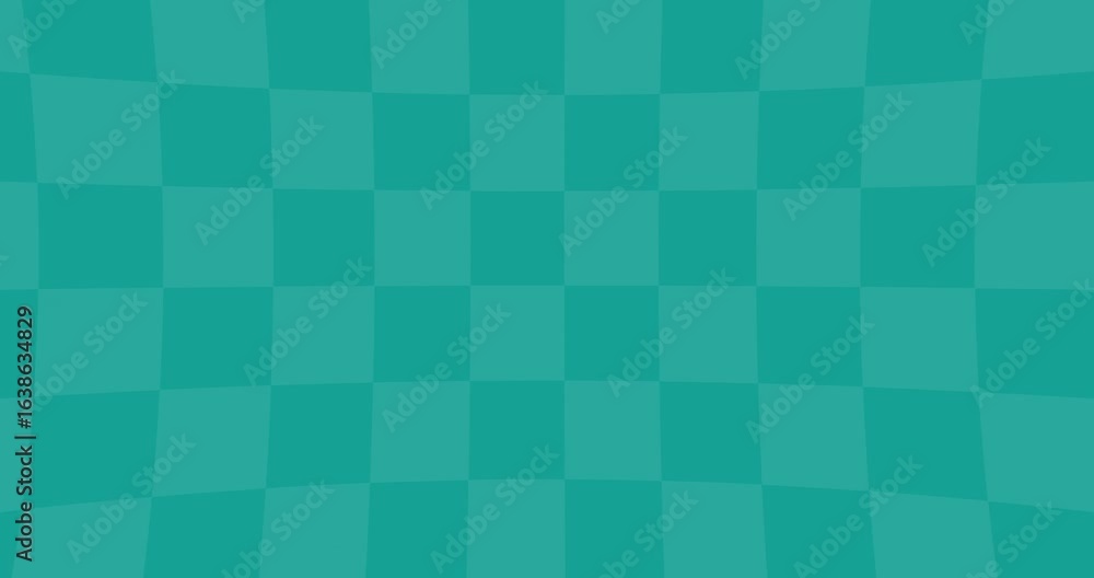 Poster grid design with slight distortion at the corners moving from left to right in teal
