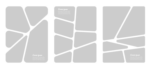 Set of photos or pictures frame collage template with rounded comic frame style