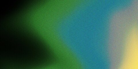 Colorful abstract gradient background blending green, blue, and yellow tones with a soft, wavy, noisy texture, grainy background, banner, backdrop design