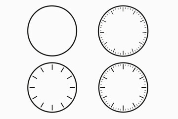 Blank Analog Clock Faces – Four Variations
