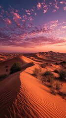 Naklejka premium Desert dunes at vibrant sunset