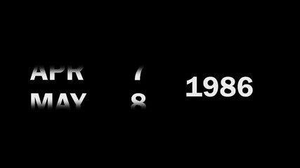 Animated Date Transition From January to February 2nd, 1953, Displayed on a Timeless Black Background Screen.
