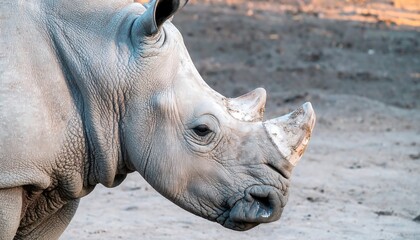 Fototapeta premium Close-up of a rhinoceros's head and snout.