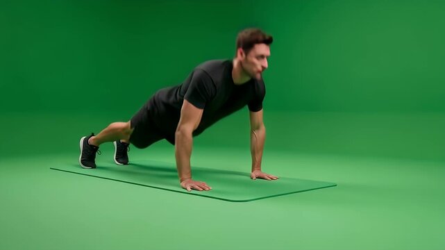 Man doing push-up exercise on mat