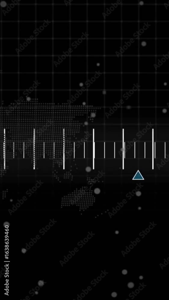 Fototapete world map with grid and data points, animation of global data analysis
