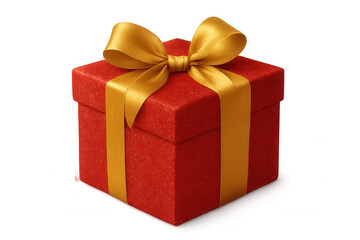 Obraz premium Luxurious red gift box adorned with golden ribbon, symbolizing celebration, nestled against transparent backdrop for festive gifting