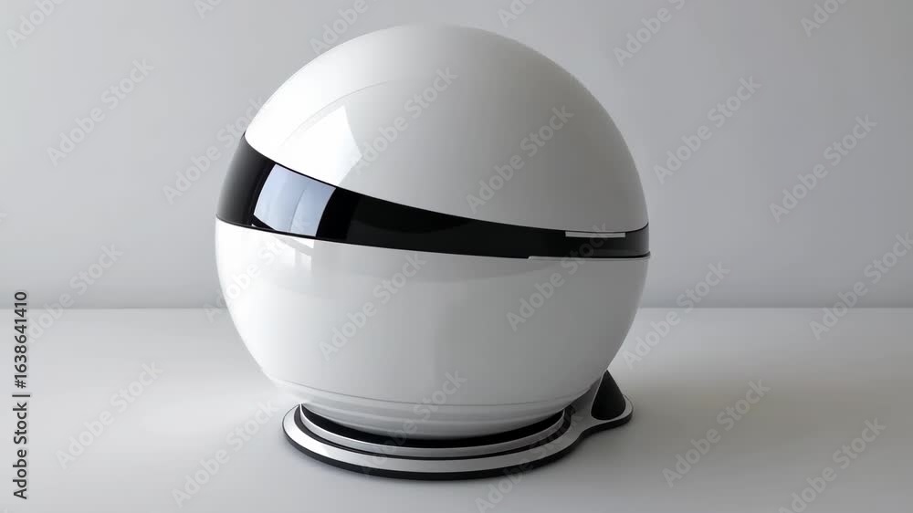 Poster futuristic sphere robot: a sleek and futuristic robot design, the spherical body gleams, creating an