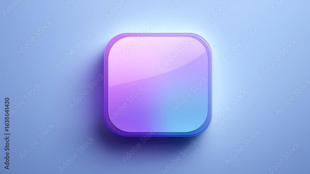 Poster glossy gradient app icon hovering on a soft blue background