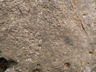 Natural rock surface with weathered textures and unique geological features