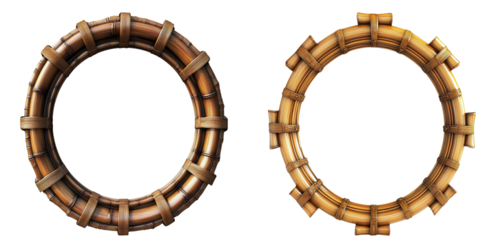 Two wooden circles, one is brown and the other is tan