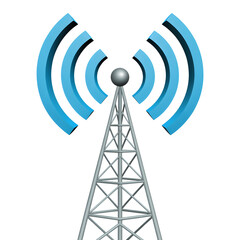 Modern communications tower sends signal for global network connection