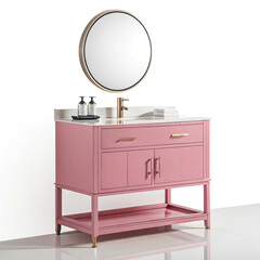 modern bathroom interior with wooden furniture