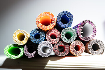 Colorful Rolled Paper in Sunlight