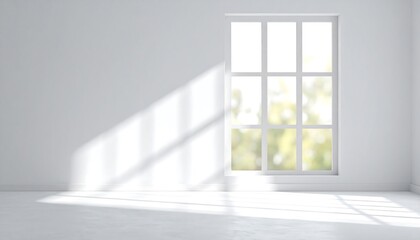 Fototapeta premium Empty room with a window and soft shadows.