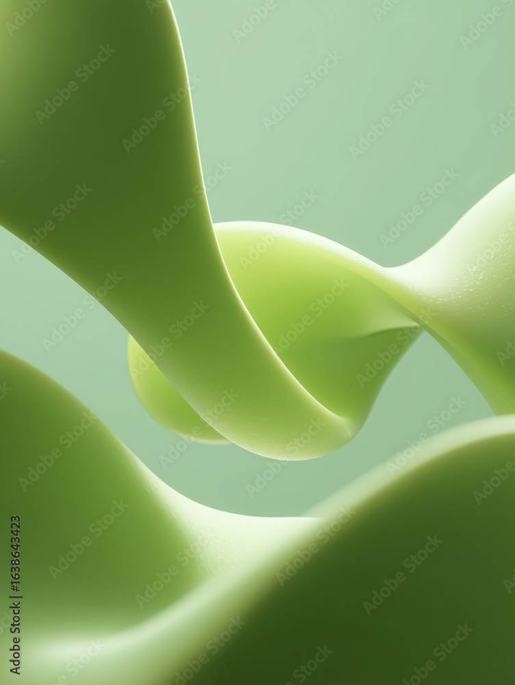 Poster abstract green ribbon creating a twisting and flowing shape