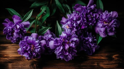 Fototapeta premium Close-up of vibrant purple peonies