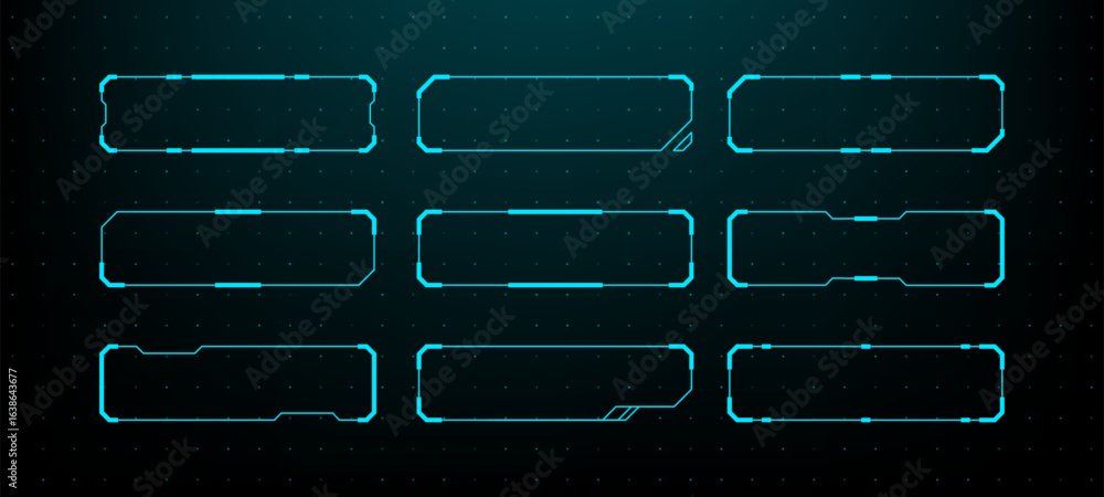 Aufkleber realistic heads up display vector frames set for sci fi interface design. futuristic digital gui ele