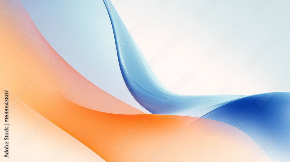 Poster abstract orange and blue waves creating dynamic flowing design