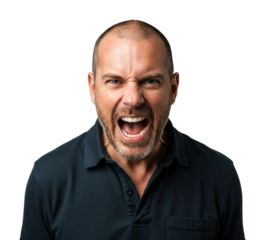 Intense emotional outburst captured studio setting portrait dynamic expression human emotion. Cut out png