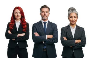 Professional business team portrait studio setting of colleagues corporate environment focused viewpoint. Cut out png