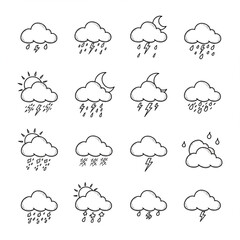 Fototapeta premium Black Line Weather Icons Vector Set.eps
