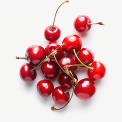 Fresh cherries clustered together