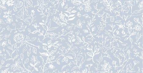 Obraz premium Botanical print pattern background in provance style, floral background. Pastel tones floral vintage style wallpaper in vector.