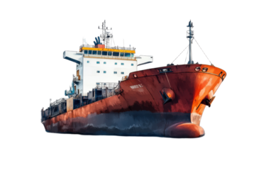 Cargo ship transportation watercolor on white background,png
